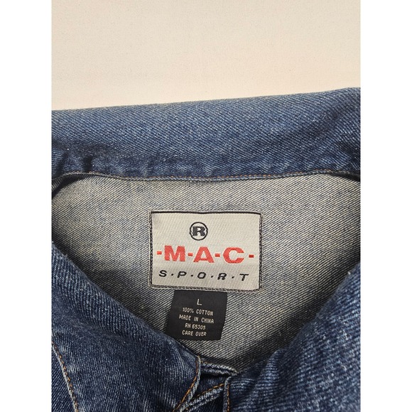 MAC Sport Mens Denim Jacket Blue Cotton Trucker Jacket Size Large RN 65305 - Picture 4 of 7